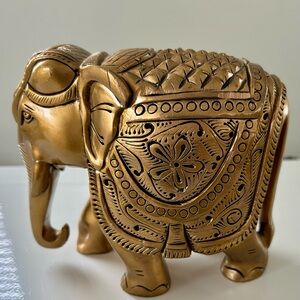 Ornate Decorative Elephant Figurine in Metallic Gold